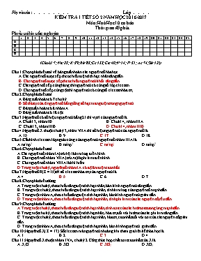 Kiểm tra 1 tiết số 2 năm học 2016 - 2017 môn Hoá học 10 (cơ bản)